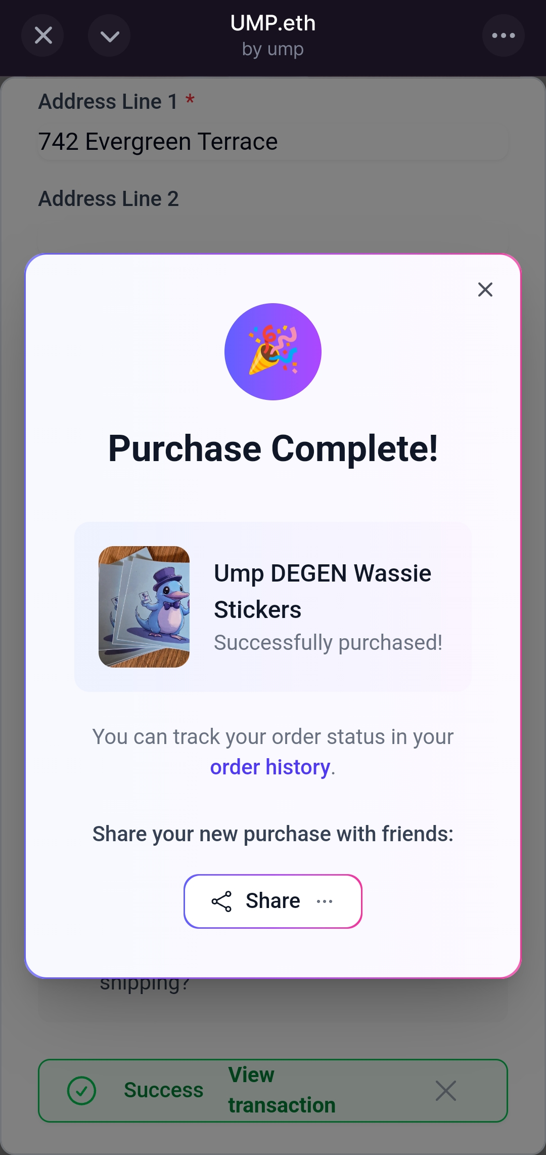 UMP.eth – Onchain Marketplace - Farcaster Mini Apps screenshot